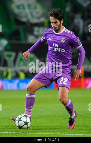 Lisbonne, Portugal. 22 novembre, 2016. SPORTING-REAL MADRID - Isco en action lors d'un match de football de la Ligue des Champions entre le Real Madrid et sportifs, à Lisbonne, Portugal. Photo : Bruno de Carvalho/ImagesPic imagespic : Crédit/Alamy Live News Banque D'Images