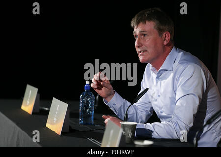 Dundalk manager Stephen Kenny au cours de la conférence de presse de stade de Tallaght, Dublin. Banque D'Images