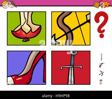 Cartoon Illustration de l'activité éducative Tâche de deviner des objets pour les enfants Illustration de Vecteur