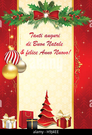 Tanti auguri di Buon Natale & felice Anno Nuovo ! - Biglietto d'auguri. Colori di stampa Banque D'Images