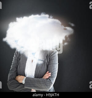 Image composite de portrait of happy businesswoman with arms crossed Banque D'Images