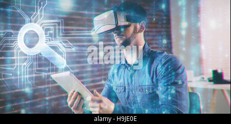 Image composite de création numérique noir et bleu matrix Banque D'Images