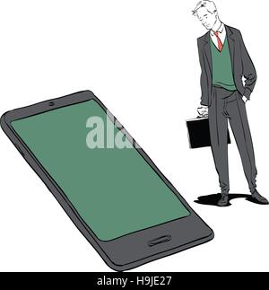 Businessman et smartphone Illustration de Vecteur
