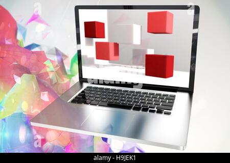 Image composite d'insérer la carte de crédit dans un écran d'ordinateur portable Banque D'Images