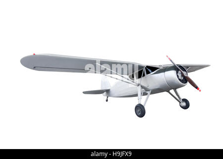 Biplan style rétro isolé sur fond blanc avec clipping path Banque D'Images