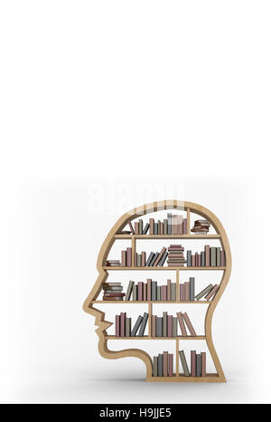 Image composite de livres disposés en forme de visage humain des étagères Banque D'Images