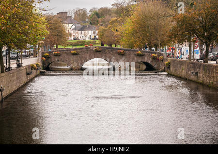 Un pont au-dessus de la Rivière Carrowbeg à Westport, Comté de Mayo, Irlande Banque D'Images