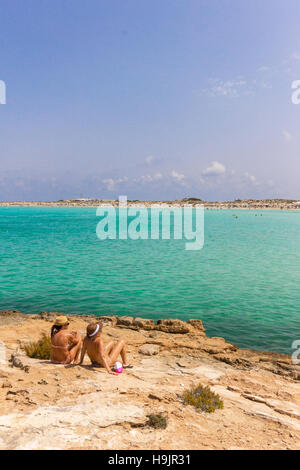 L'Espagne, Îles Baléares, Formentera, plage de Ses Illetes Banque D'Images