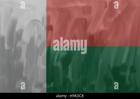 Madagascar / peint dessiné vector drapeau. Dramatique, regard particulier. Fichier vectoriel contient un drapeau et les couches de texture Illustration de Vecteur