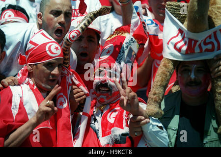 Tunisie FANS ENGLAND V TUNISIE 10 Juin 1998 Banque D'Images