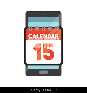 Smartphone avec l'icône de calendrier sur fond blanc. Conception de l'impôt. vector illustration Illustration de Vecteur