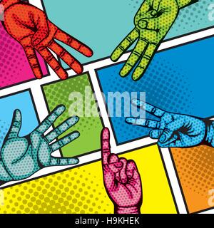 Mains avec des numéros d'expression. comic et pop art concept. design coloré. vector illustration Illustration de Vecteur