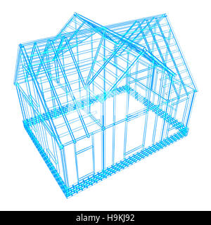 3d illustration de carter à l'wireframe modèle sur fond blanc Banque D'Images