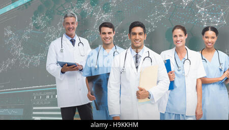 Image composite 3D de portrait d'homme médecin avec l'équipe médicale Banque D'Images