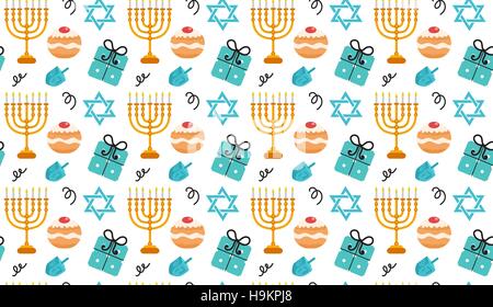 Motif de fond transparente Hanukkah Menorah. avec, Sufganiyot, Dreidel. Bonne Fête des Lumières, fête le dévouement de texture. Vector illustration Illustration de Vecteur