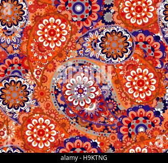 Un modèle basé sur des éléments d'Asie Paisley Illustration de Vecteur