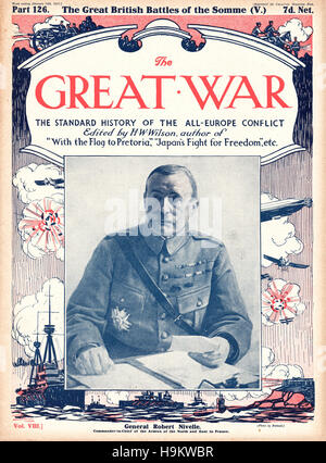 1917 La Grande Guerre front page Général général Robert Nivelle Banque D'Images