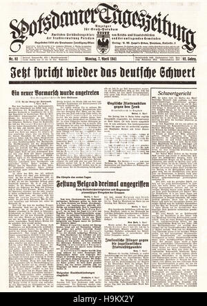 1941 Potsdamer Zeitung front page (Allemagne) Banque D'Images