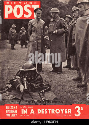 1940 Photo Poster le roi George V avec des soldats néo-zélandais Banque D'Images
