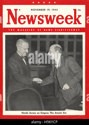 Newsweek 1945 Le président Harry Truman et le Premier Ministre Clement Attlee Banque D'Images