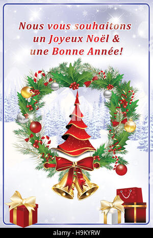 Carte de voeux pour le nouvel an : Nous vous souhaitons un Joyeux Noël et une Bonne Année Banque D'Images