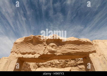 Détail à l'emplacement du Temple ptolémaïque à Elkab entre Esna et Edfou, Rive Est du Nil, la Haute Égypte Banque D'Images