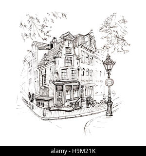 Vue sur la ville d'Amsterdam house et de la lanterne Banque D'Images