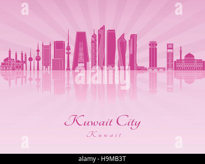 Koweït City V2 skyline en violet orchidée radieuse en fichier vectoriel éditable Banque D'Images