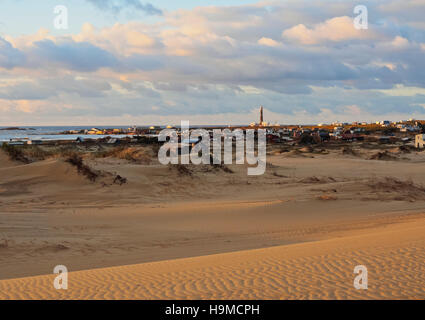 L'Uruguay, Rocha Ministère, Cabo Polonio, lever du soleil sur les dunes. Banque D'Images