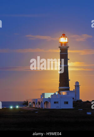 L'Uruguay, Rocha, Ministère de la Lune vue sur le phare de Cabo Polonio. Banque D'Images