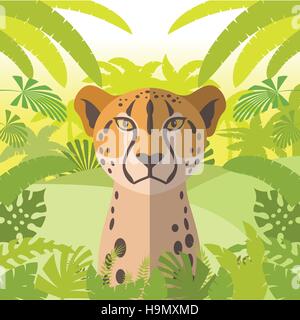 Télévision image vectorielle du Guépard sur le fond de la Jungle Illustration de Vecteur