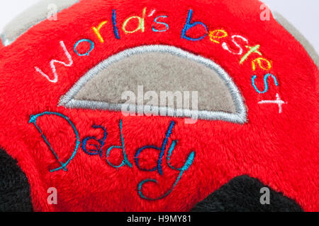 Bestest mondes Daddy - détails sur voiture rouge soft set adorable en peluche sur fond blanc Banque D'Images