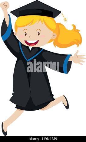 Jeune fille en noir graduation gown illustration Illustration de Vecteur