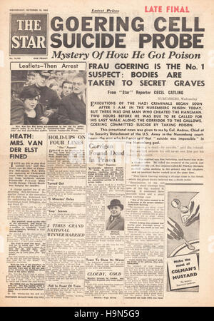 1946 L'Étoile (Londres) front page Herman Goering se suicide Banque D'Images