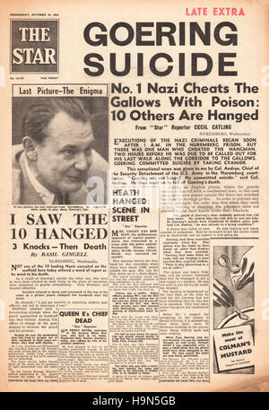 1946 L'Étoile (Londres) front page 2e édition Herman Goering se suicide Banque D'Images