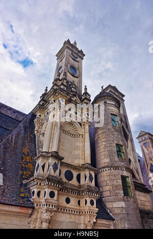 Fragment de Château de Chambord palais, Eure et Loir, Val de Loire, France. Banque D'Images