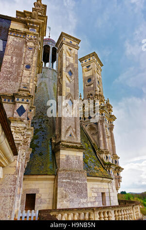 Fragment de Château de Chambord palais, Eure et Loir, au Val de Loire, France. Banque D'Images