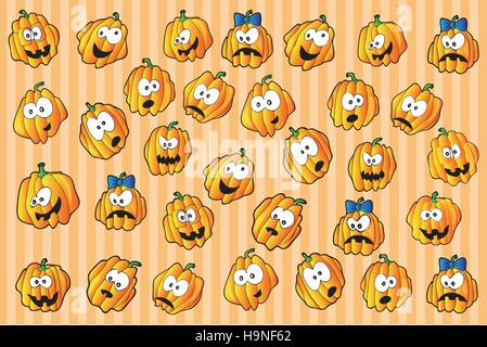 Fond vecteur Halloween avec beaucoup de citrouilles Illustration de Vecteur