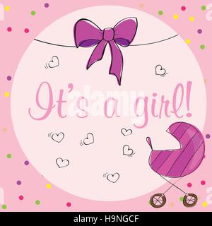 Carte de douche de fille de bébé - rose design - vector illustration Illustration de Vecteur