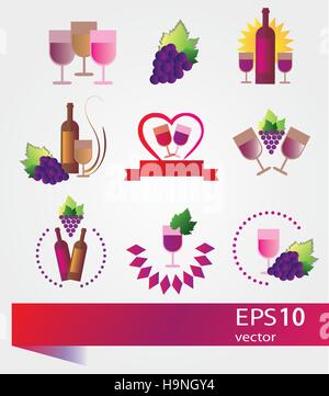 Les étiquettes de vin et les concepts de vecteur - icons set Illustration de Vecteur