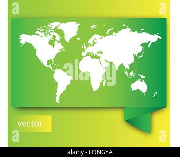 Carte du monde dans du papier vert - vector illustration Illustration de Vecteur