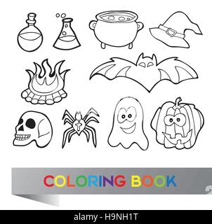 Livre de coloriage Halloween - vector illustration avec fanny caractères Illustration de Vecteur