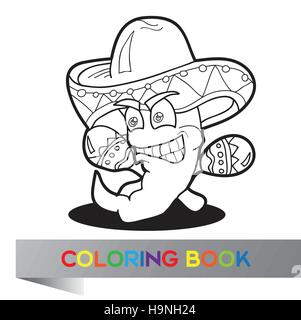 Livre à colorier poivre mexicain - vector illustration Illustration de Vecteur