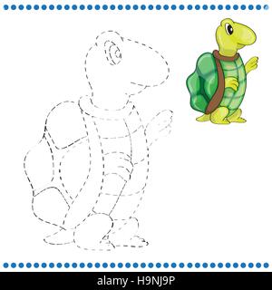 Relier les points et de coloriage avec tortue Illustration de Vecteur