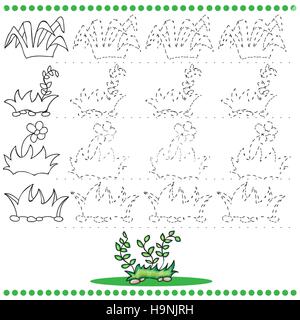 Relier les points nombre d'images - l'exercice pour les enfants - graminées Illustration de Vecteur