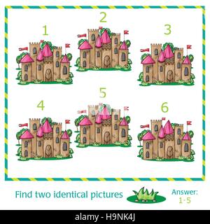 Trouver deux images identiques de vecteur château Illustration de Vecteur