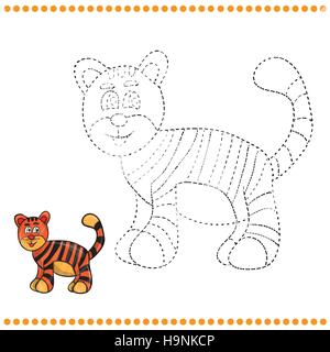 Relier les points et à colorier - tiger Illustration de Vecteur