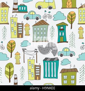 Illustration d'une ville - la tendance de maisons Illustration de Vecteur