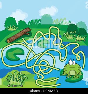 Jeu de labyrinthe - grenouilles aide la grenouille à trouver son chemin - vector Illustration de Vecteur