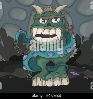 Caricature en colère monstre sombre underground -Vector illustration Illustration de Vecteur